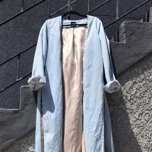 WHEIR Satin Lined Denim Trench Coat